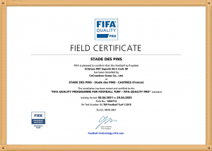 CCGrass, campo de fútbol, certificación de FIFA