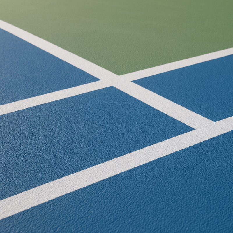 Detalle de cancha de tenis acrílica azul