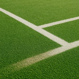 Detalle de cancha de tenis de pasto sintético