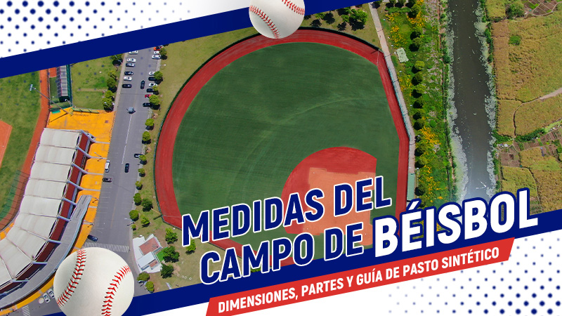 Guía de las medidas del campo de béisbol con un campo profesional de pasto sintético