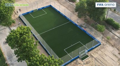 CCGrass completa una nueva cancha FIFA Arena en Pakistán con césped sin relleno LEAP
