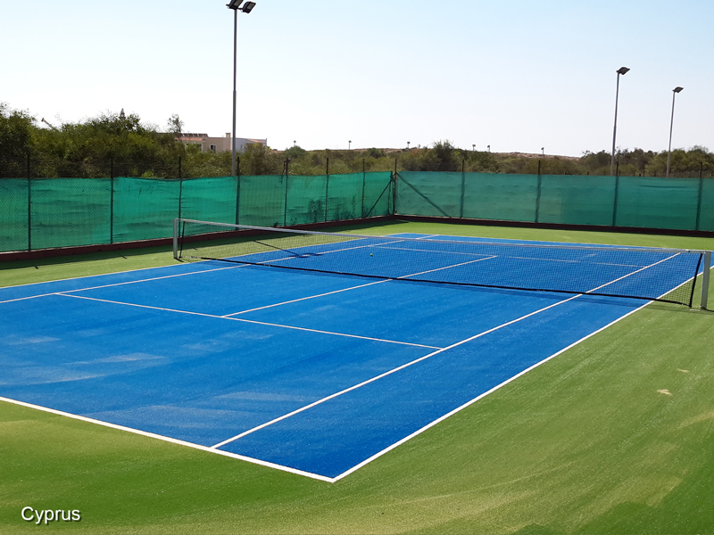 Outstanding Blue with Vibrant Green Artificial Turf Tennis Court