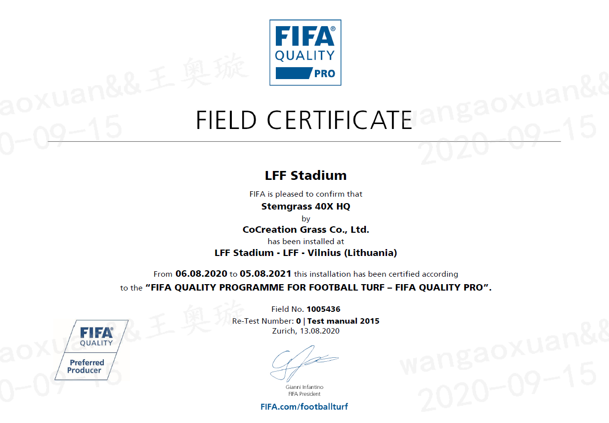 FIFA certificate