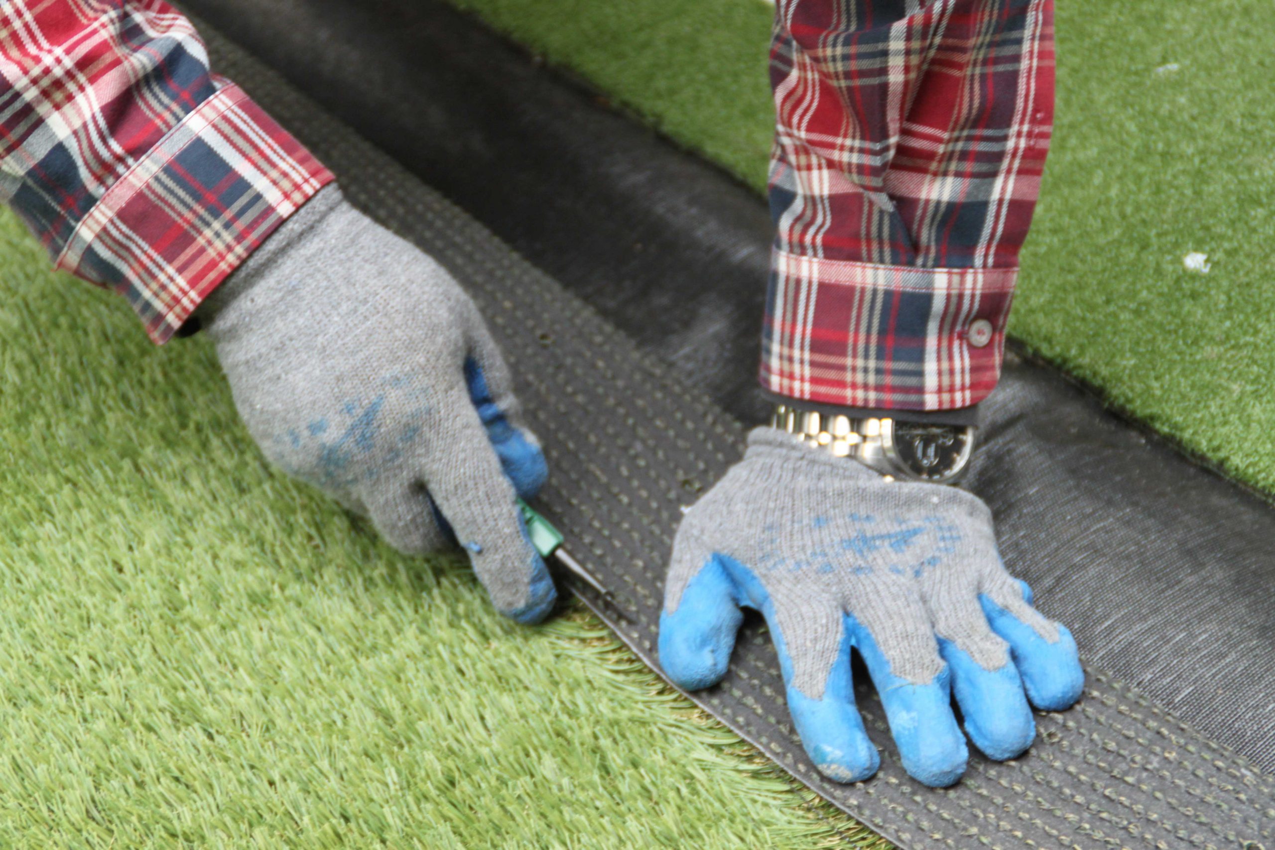 CCGrass, artificial grass installation, cut edges