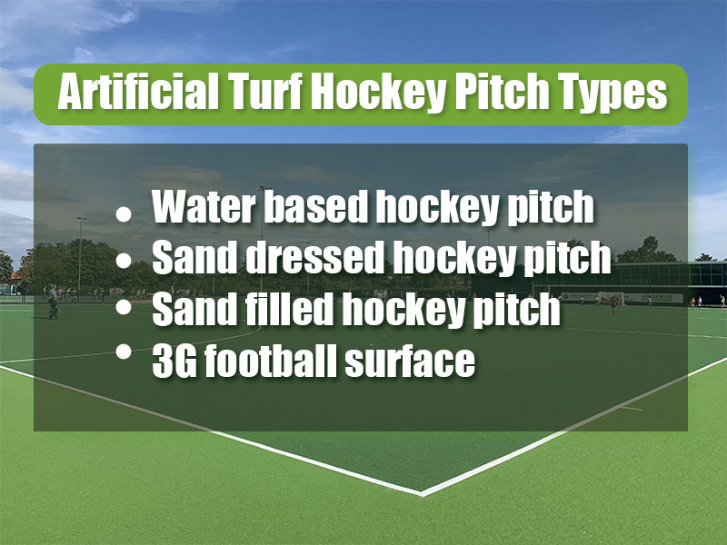 Artificial turf hockey pitch types