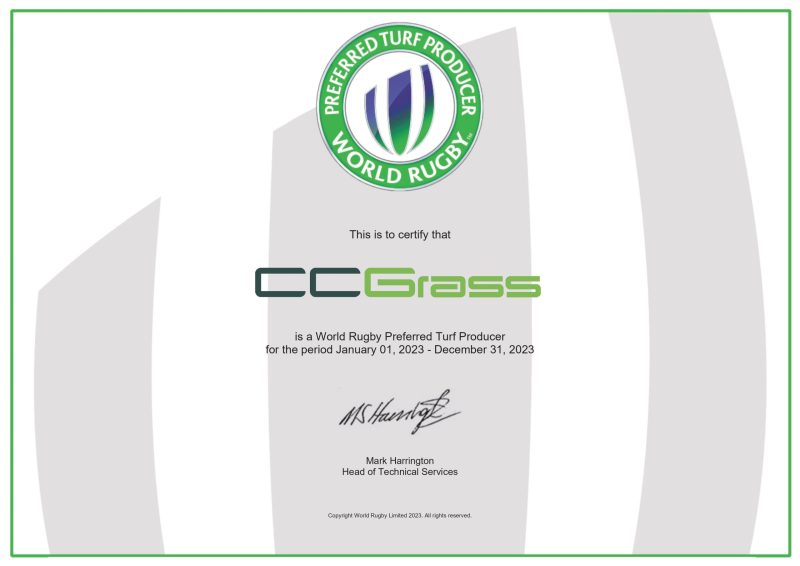 CCGrass, World Rugby PTP Certificate CCGrass, World Rugby PTP Certificate