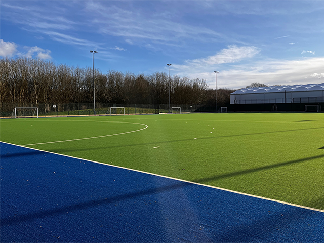 Sand dressed field hockey pitch