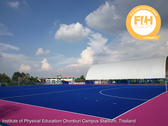 CCGrass, high-performance hockey turf field in pop blue and pink