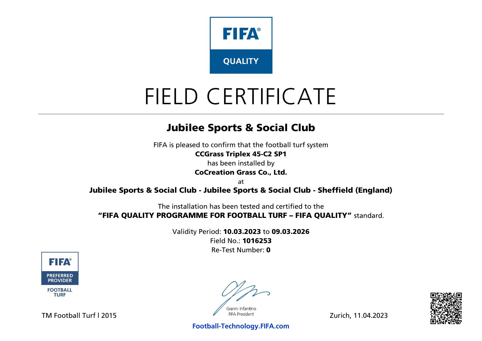 FIFA Quality Certification for Sheffield Wednesday’s Jubilee Sports & Social Club