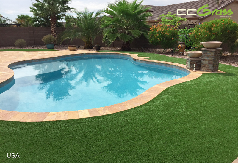 CCGrass, artificial grass around the pool