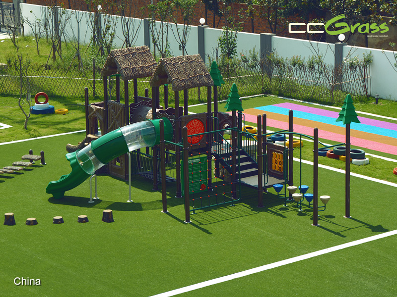 Kindergarten Playground with Colorful Turf