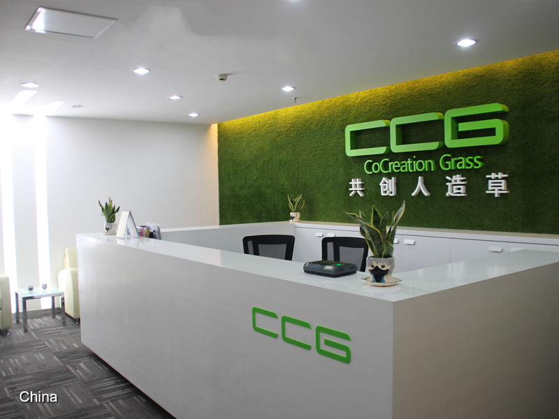 Reception Desk Wall with Artificial Grass
