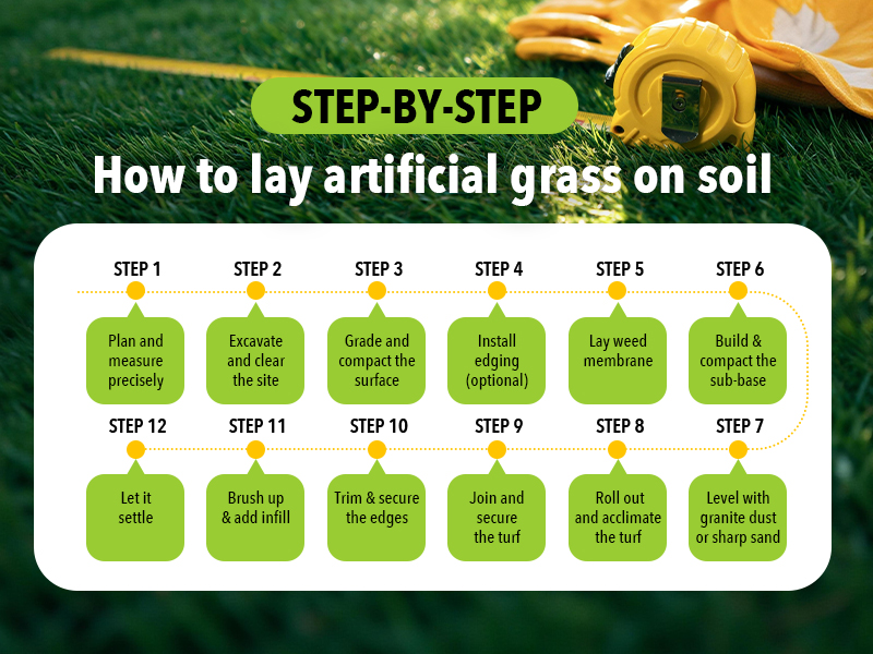 Step-by-step for how to lay artificial grass on soil