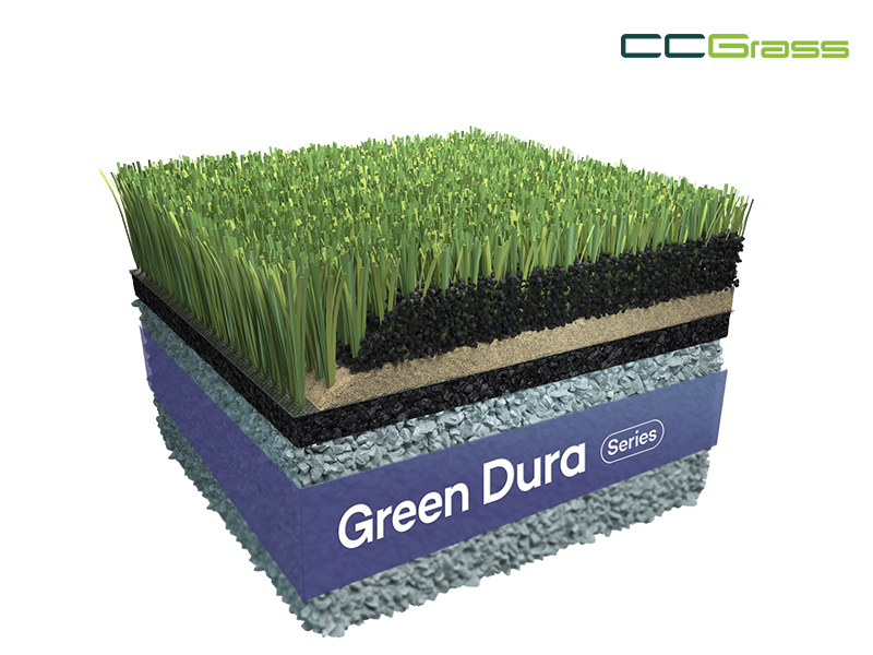 Wear-resistant artificial grass system for soccer fields with long service life