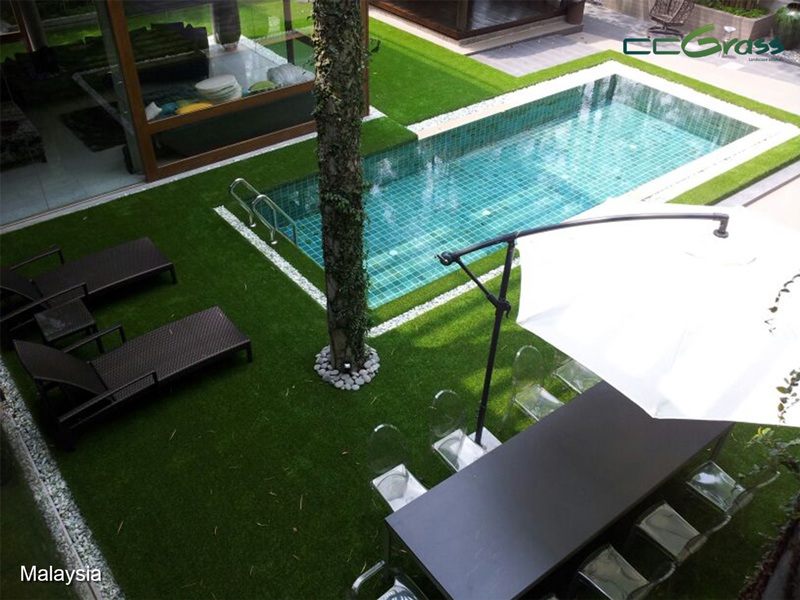 artificial grass around pool – safe durable poolside turf