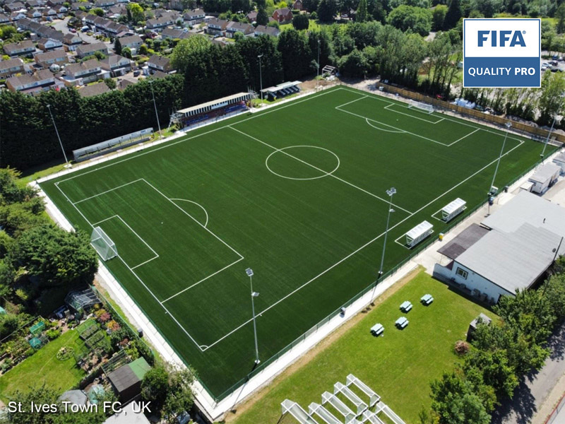 St. Ives Town FC football pitch in the UK using Superb turf, passed FIFA Quality Pro re-test for three consecutive years