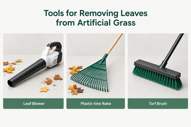 Tools for removing leaves from artificial grass